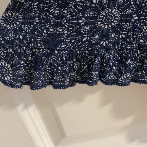 Navy Blue & White Boho Flowy Long Sleeve Romper - Picture 7 of 7